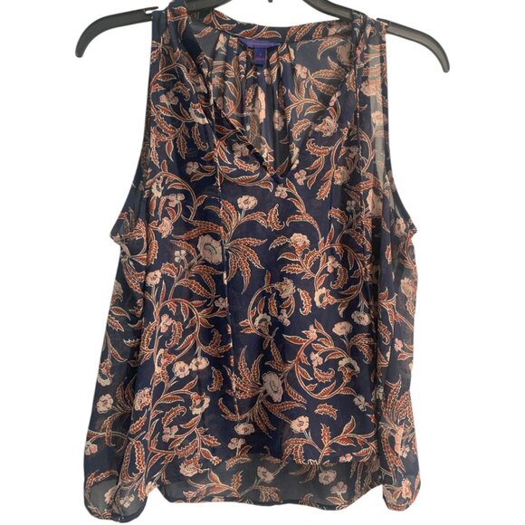 Aeropostale Floral Sleeveless Top - Navy and Orange - Size S - Picture 1 of 4